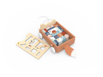 Blokkenkar met vormenstoof vos