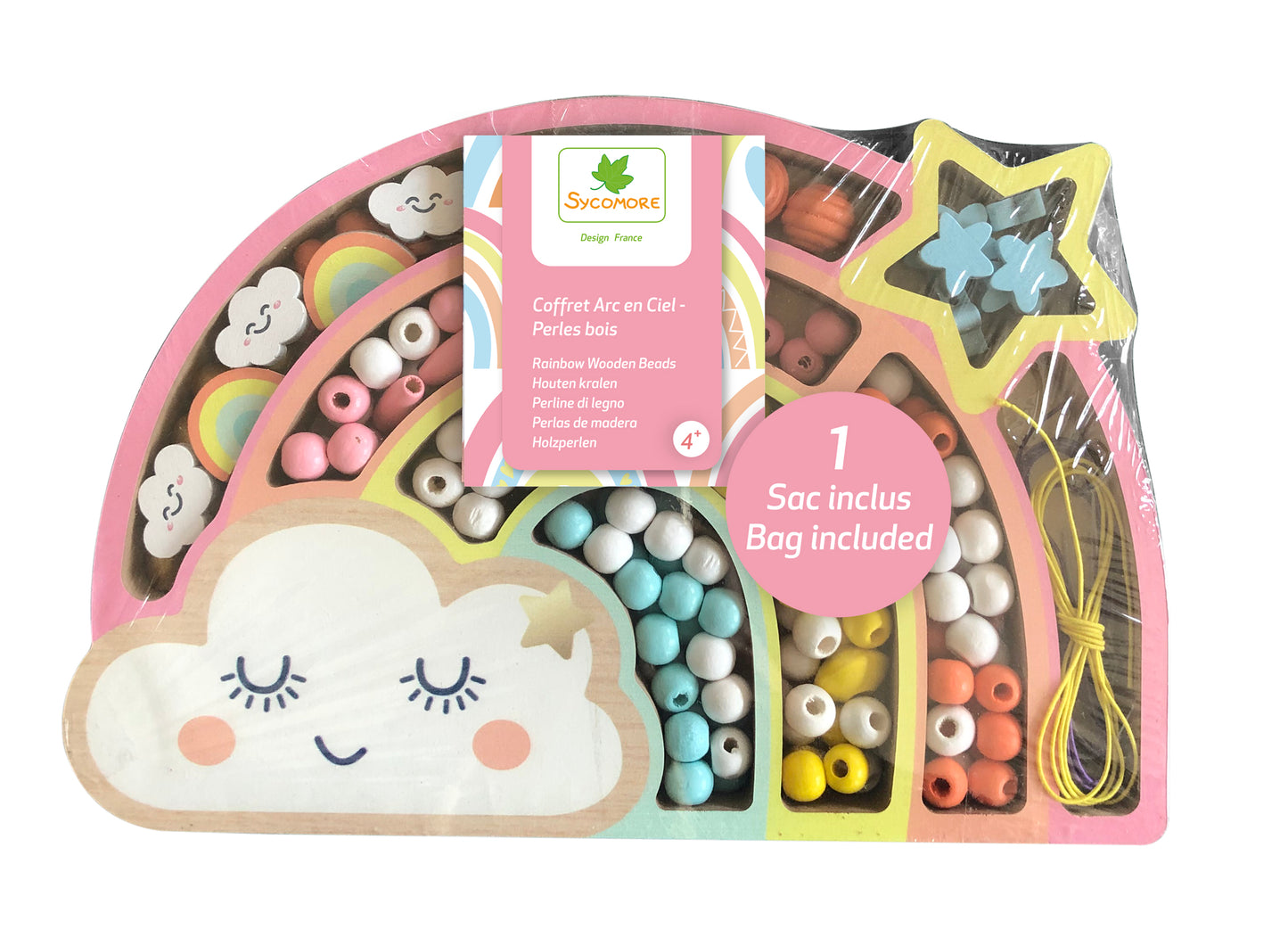 Houten kralen regenboog