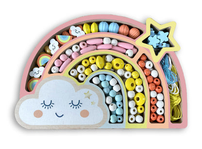 Houten kralen regenboog