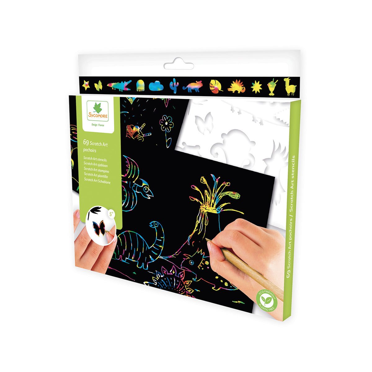 Scratch art sjablonen dinosaurussen