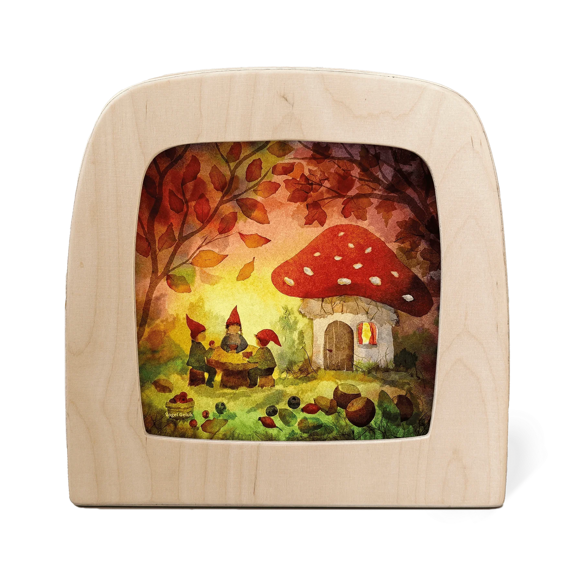 Vogel Geluk - gnome picnic silhouet