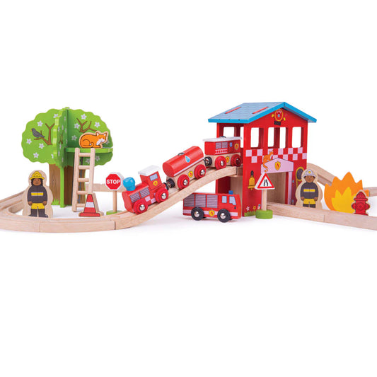 Bigjigs fire & rescue train set