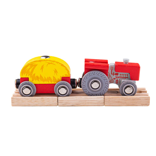 Bigjigs red tractor and wagon