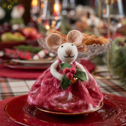 Decoratie muis met holly berry
