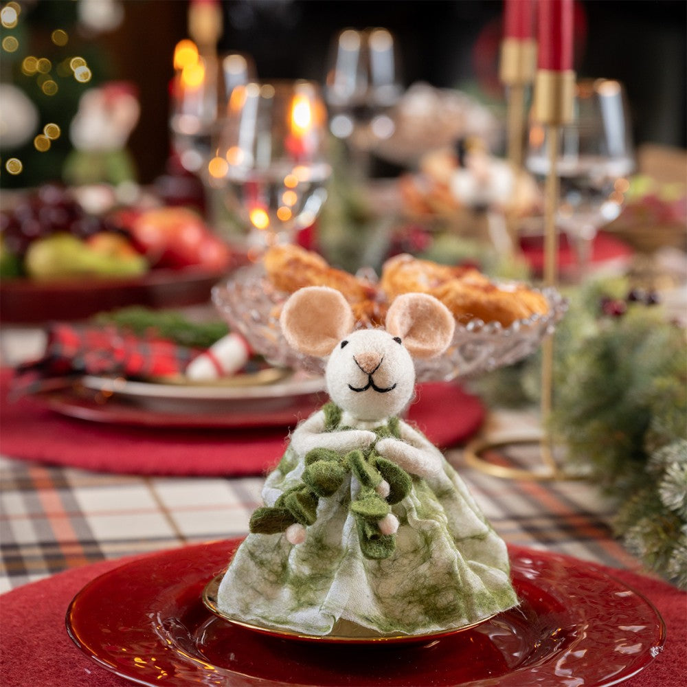 Decoratie muis met mistletoe