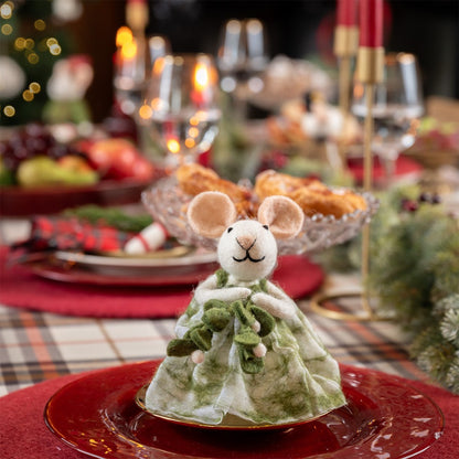 Decoratie muis met mistletoe
