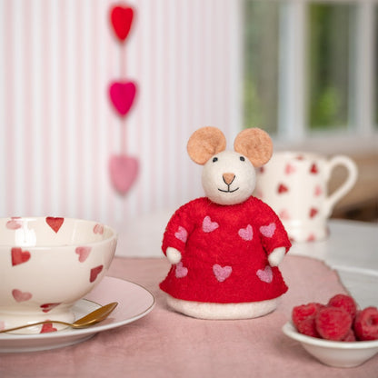 Decoratie muis sweetheart rood