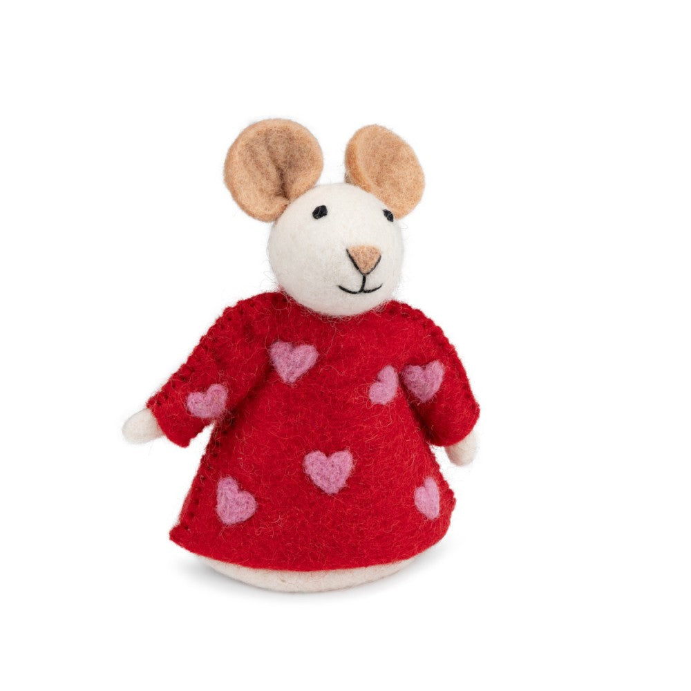 Decoratie muis sweetheart rood