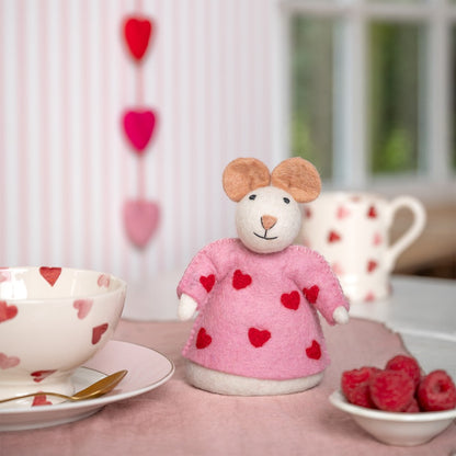 Decoratie muis sweetheart roze