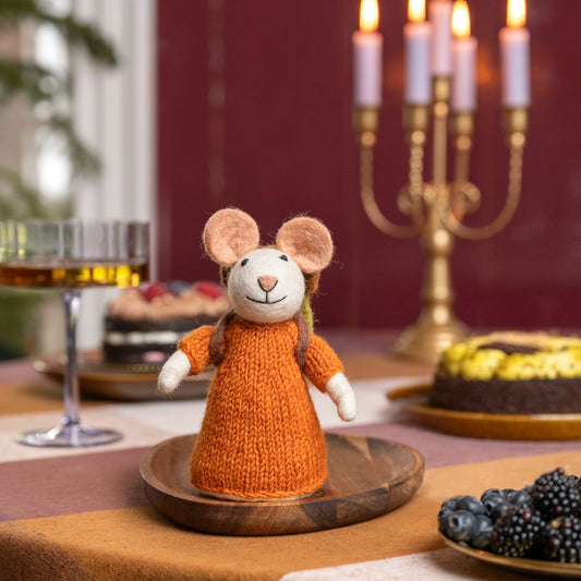 Decoratie muis wandelaar cognac