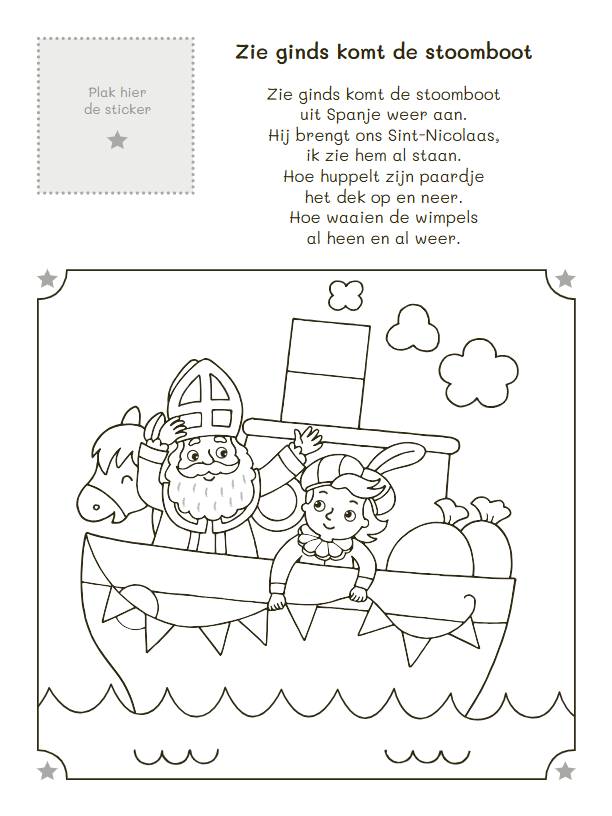 Kleur- en stickerboek sinterklaasliedjes