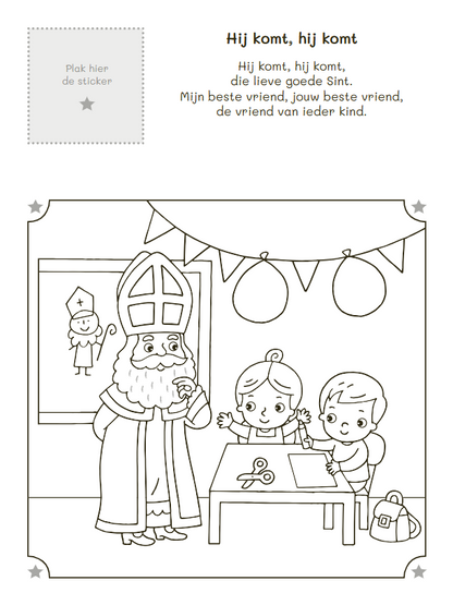 Kleur- en stickerboek sinterklaasliedjes