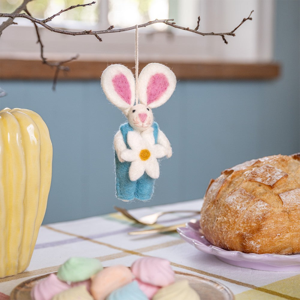 Hanger haasje met margriet turquoise