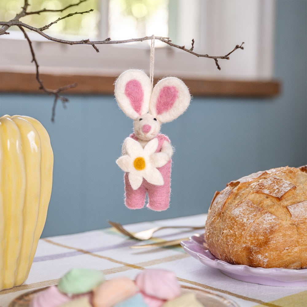 Hanger haasje met margriet roze