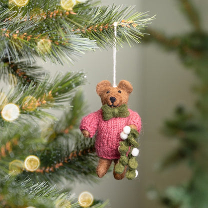 Hanger meneer beer donkerroze