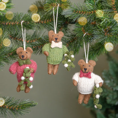 Hanger meneer beer donkerroze