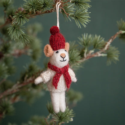 Hanger muis wit met muts