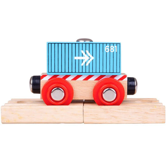 Bigjigs container wagon blue