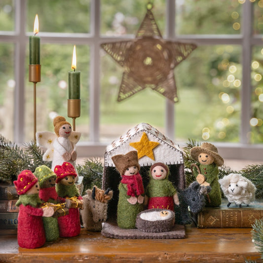 Kerststal rood-groen