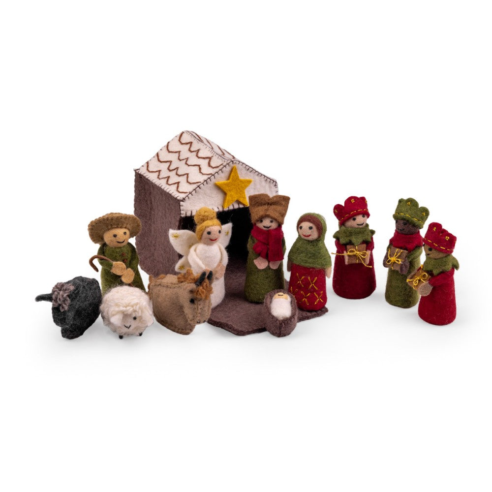 Kerststal rood-groen