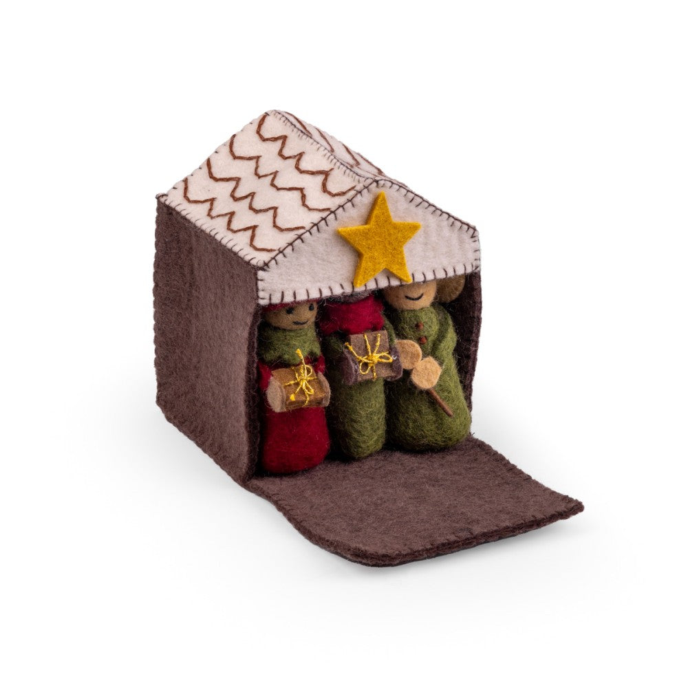 Kerststal rood-groen