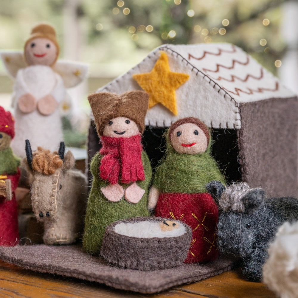 Kerststal rood-groen