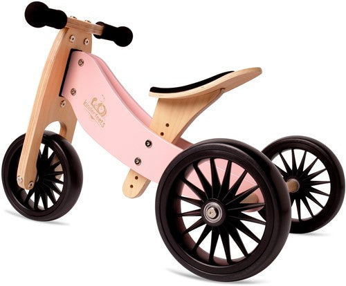 Kinderfeets 2-in-1 houten loopfiets & driewieler Tiny Tot Plus rose