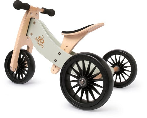 Kinderfeets 2-in-1 houten loopfiets & driewieler Tiny Tot Plus silver sage