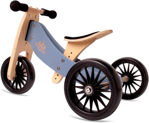 Kinderfeets 2-in-1 houten loopfiets & driewieler TIny Tot Plus slate blue