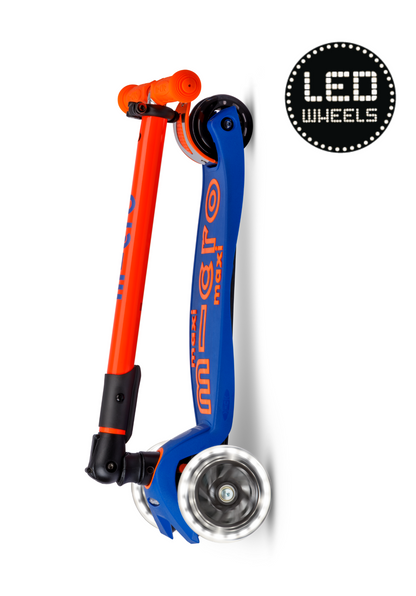 Maxi micro step deluxe inklapbaar led 3-wiel blauw oranje neon