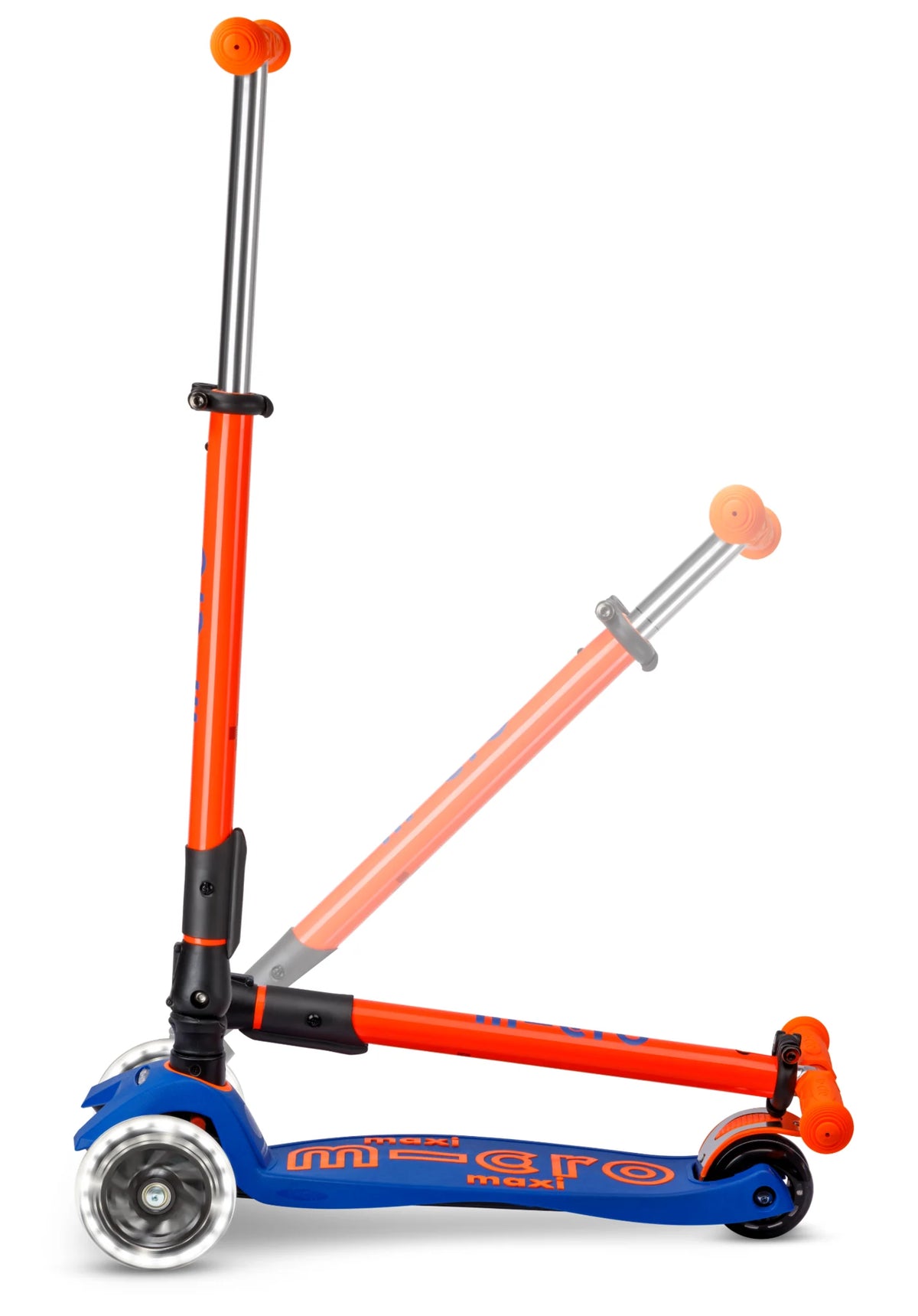 Maxi micro step deluxe inklapbaar led 3-wiel blauw oranje neon