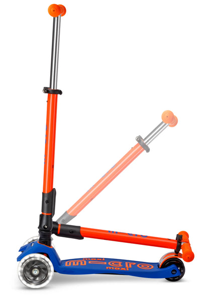 Maxi micro step deluxe inklapbaar led 3-wiel blauw oranje neon