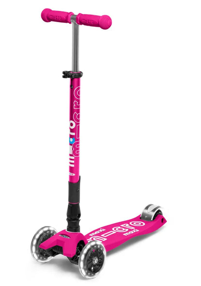 Maxi micro step deluxe inklapbaar led 3-wiel neon roze