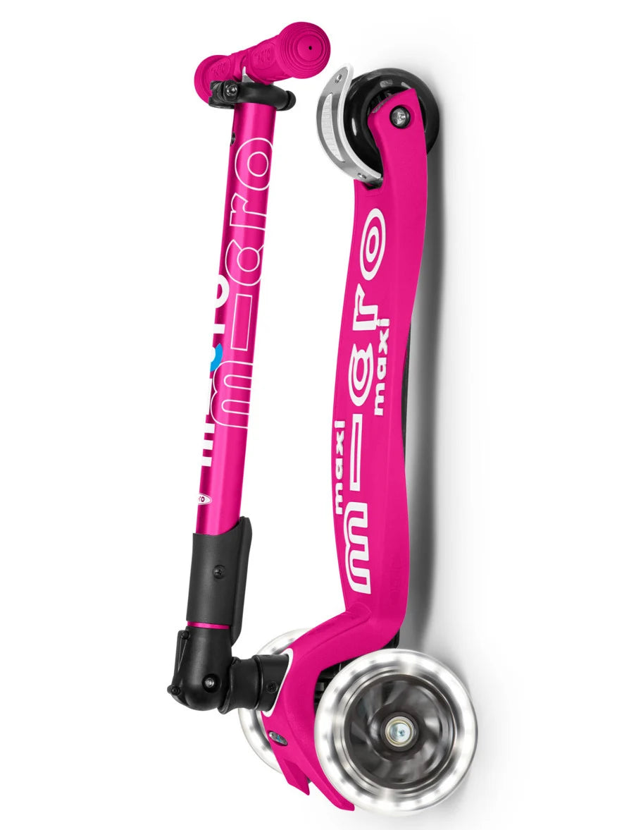 Maxi micro step deluxe inklapbaar led 3-wiel neon roze