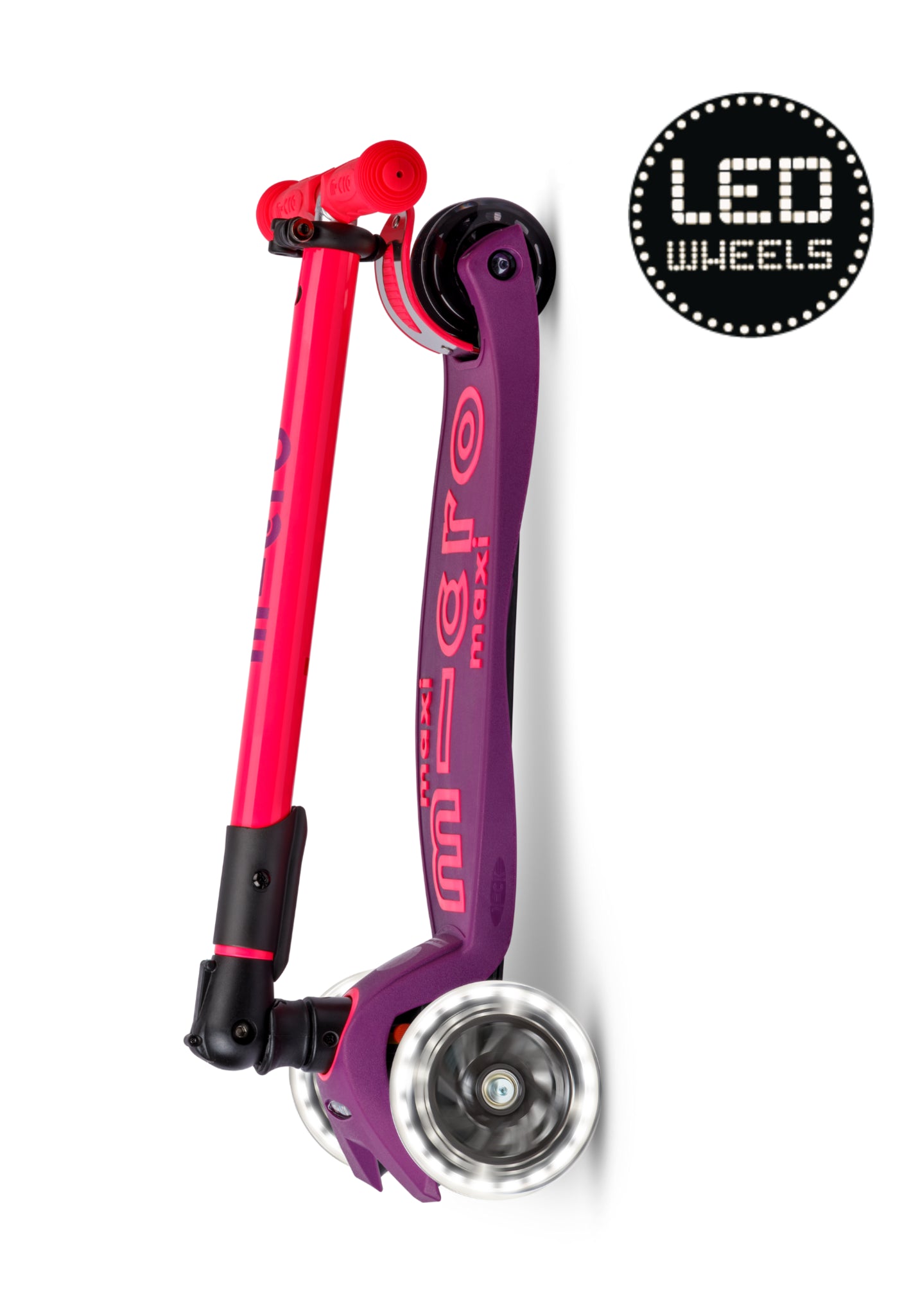 Maxi micro step deluxe inklapbaar led 3-wiel paars roze neon