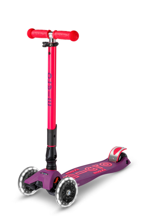 Maxi micro step deluxe inklapbaar led 3-wiel paars roze neon