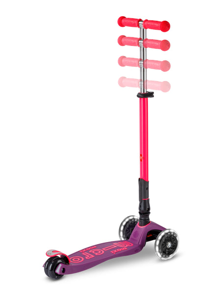 Maxi micro step deluxe inklapbaar led 3-wiel paars roze neon