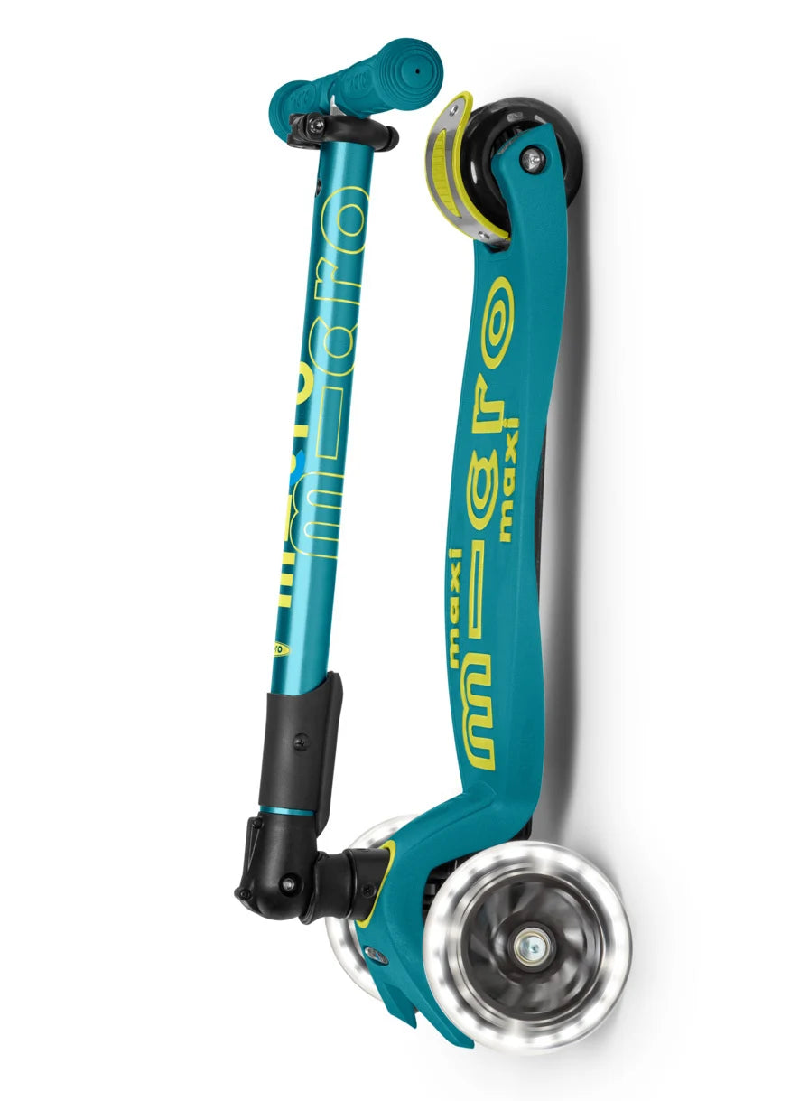 Maxi micro step deluxe inklapbaar led 3-wiel petrol green