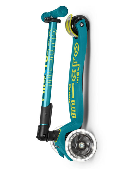 Maxi micro step deluxe inklapbaar led 3-wiel petrol green