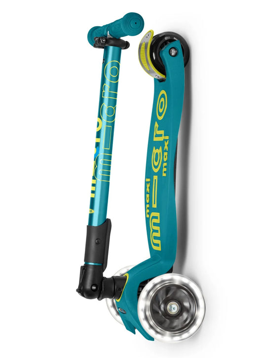 Maxi micro step deluxe inklapbaar led 3-wiel petrol green