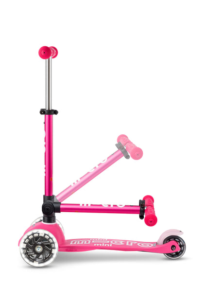 Mini micro step deluxe inklapbaar led 3-wiel roze