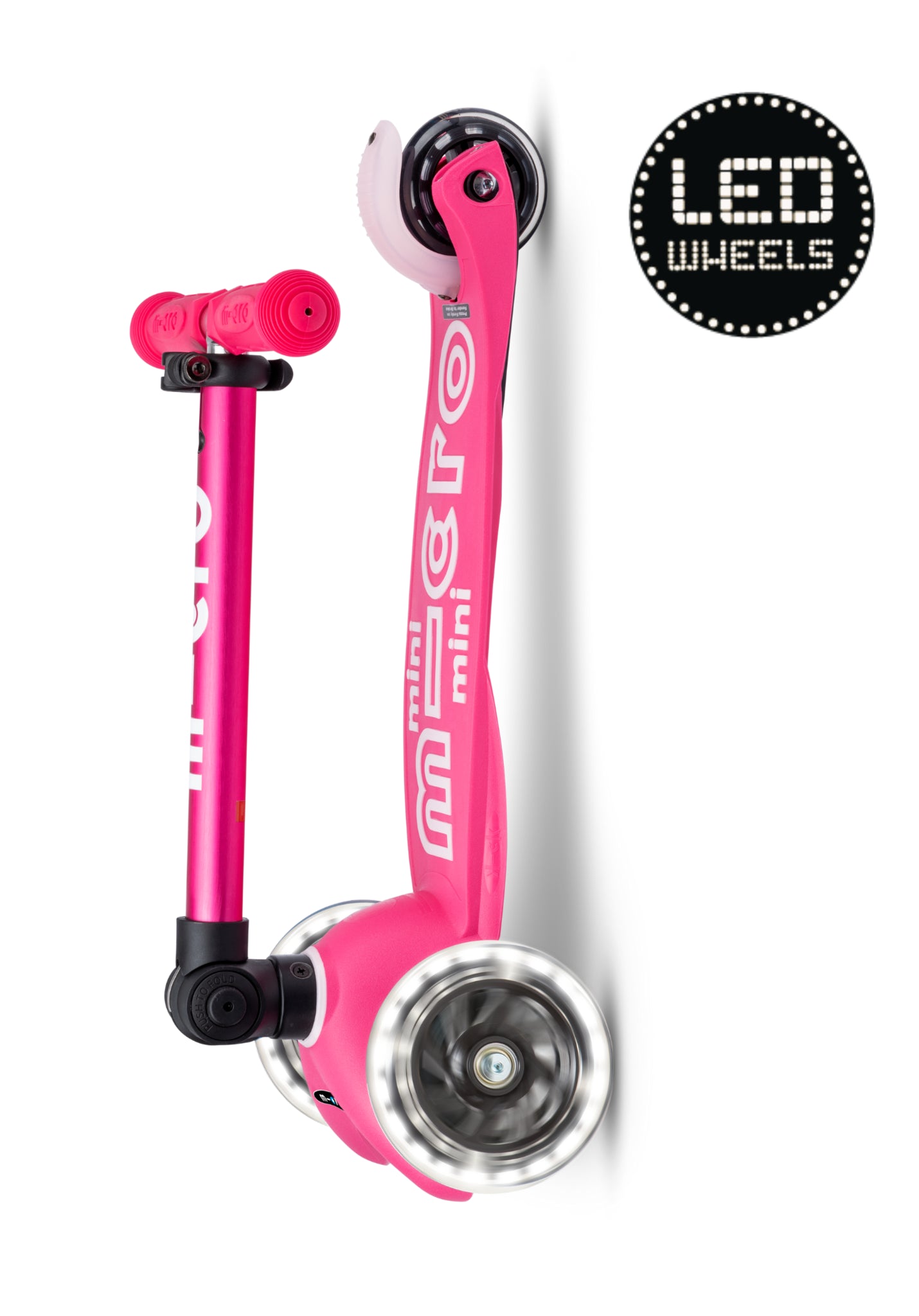 Mini micro step deluxe inklapbaar led 3-wiel roze