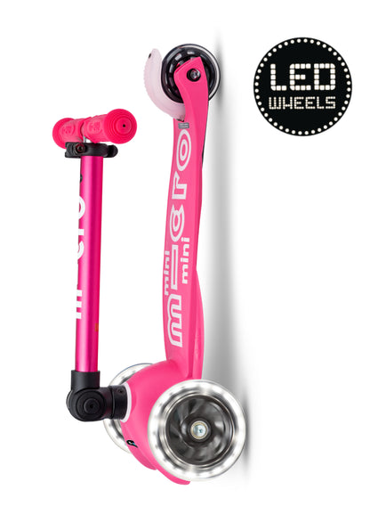 Mini micro step deluxe inklapbaar led 3-wiel roze