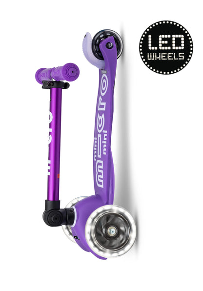 Mini micro step deluxe inklapbaar led 3-wiel paars