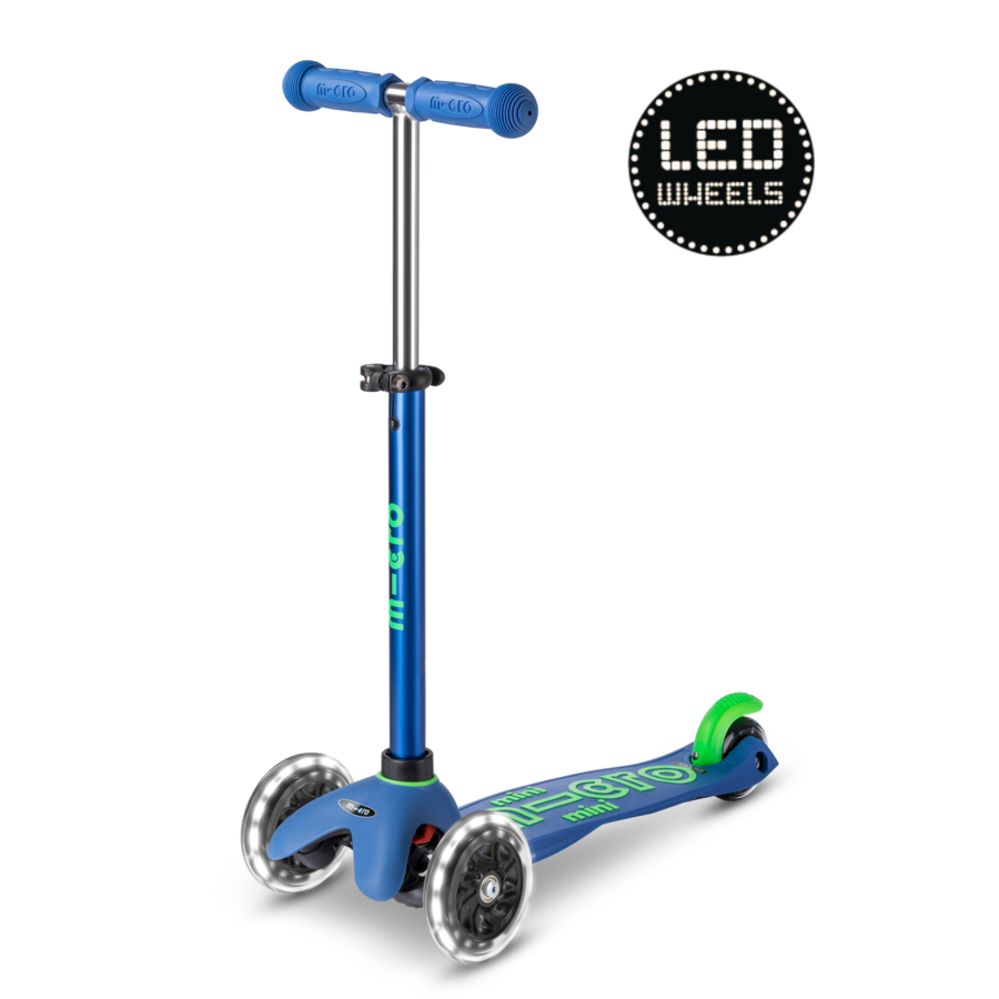 Mini micro step deluxe led 3-wiel blauw/groen