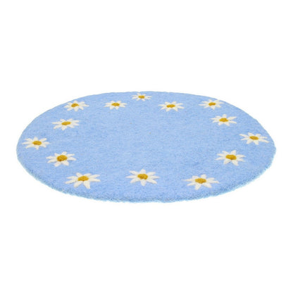 Onderzetter 35 cm margrietjes blauw