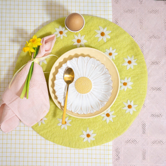 Onderzetter 35 cm margrietjes geel