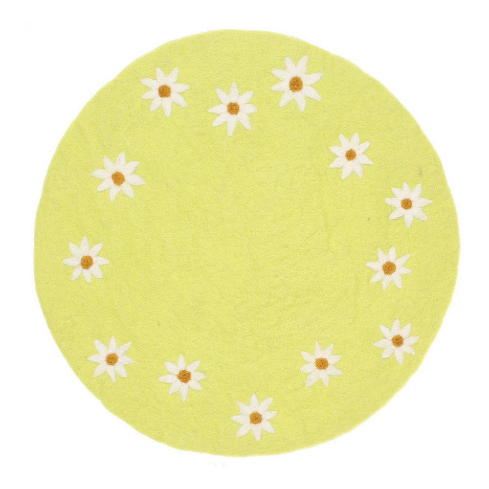 Onderzetter 35 cm margrietjes geel