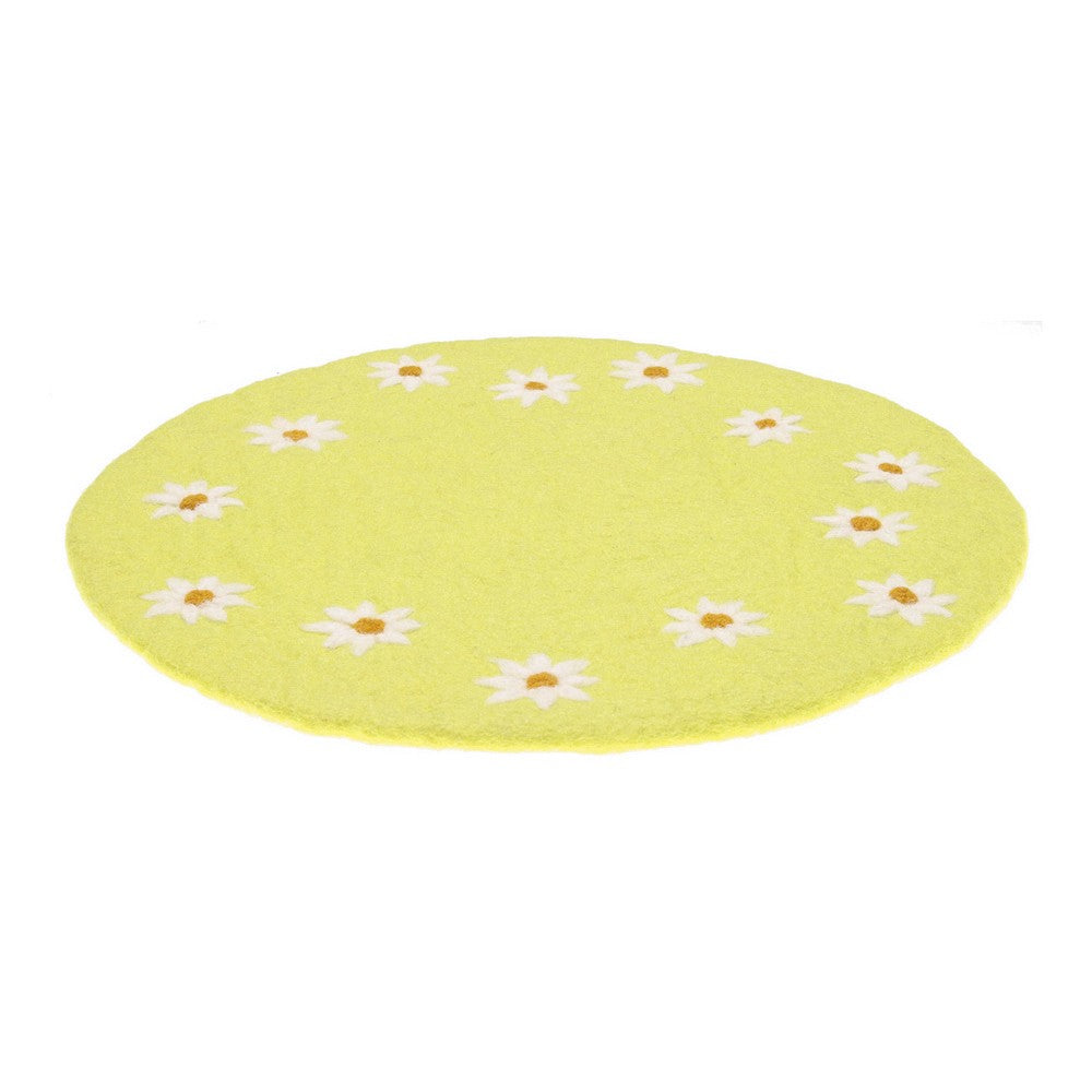 Onderzetter 35 cm margrietjes geel