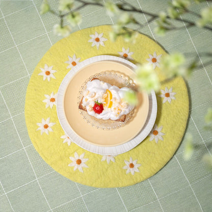 Onderzetter 35 cm margrietjes geel